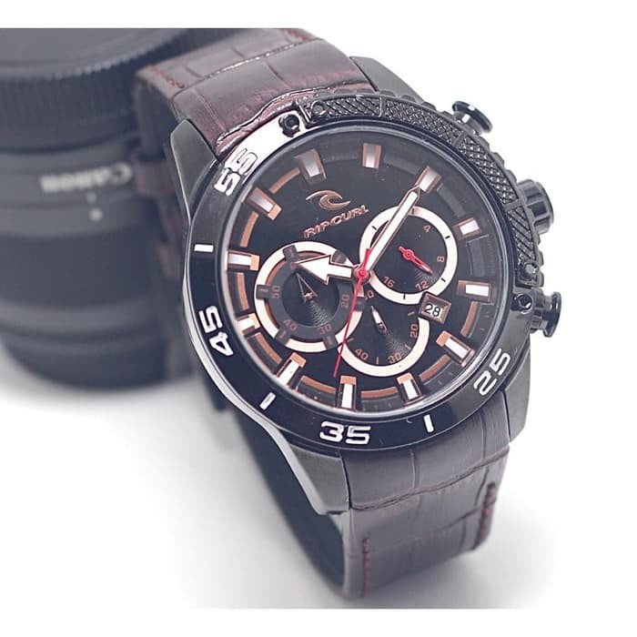 JAM TANGAN PRIA RIPCURL KULIT DATE CHRONO ACTIVE ORIGINAL ANALOG COWOK ADA 3 WARNA COD TERLARIS