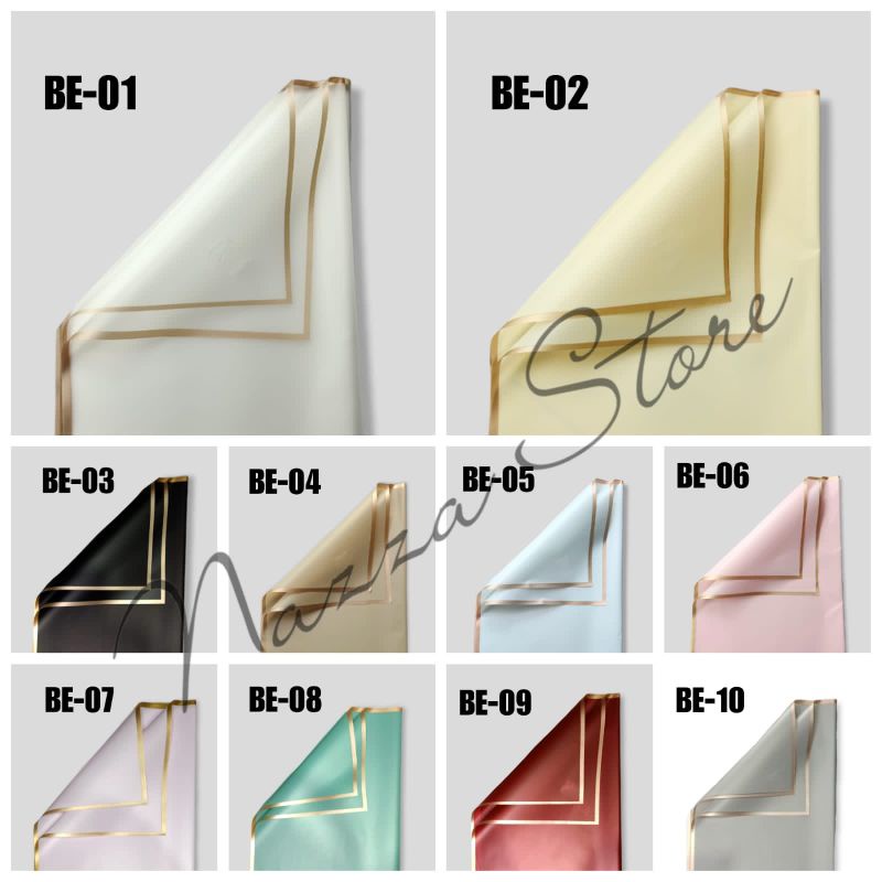 

Cellophane Flower Wrapping Plastik Buket Bingkai Emas Bicolor Gold Line 1 pcs [BACA DESKRIPSI]