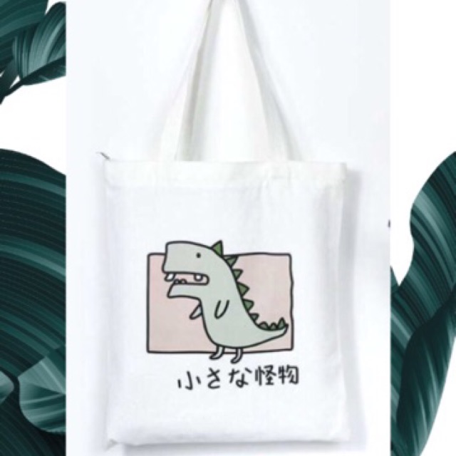 TOTE BAG KOREAN STYLE DINOSAUR MOD, TERLUCU BIKIN LOE KECE ABIS 