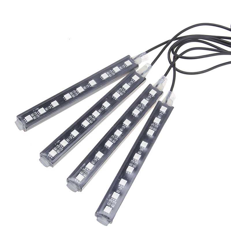 Lampu Kolong Mobil LED Car Interior Kolong Dasboard Mobil Light 5050 RGB 4 PCS + Remote lampu interior Kolong Mobil  - APPFWD1