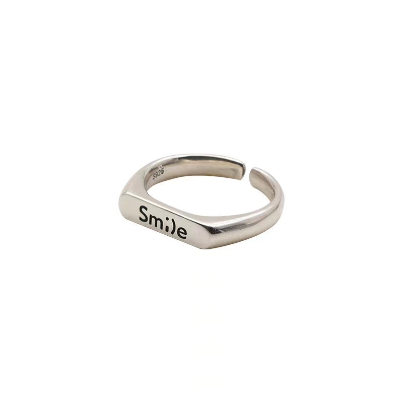 IFYOU 2pcs / set Cincin Jari Desain Smile Cutout Warna Silver Gaya Korea Untuk Wanita