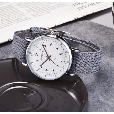 Rebirth Jam Tangan Pria Wanita Fashion Kasual Simple Mewah Nylon Band Watch