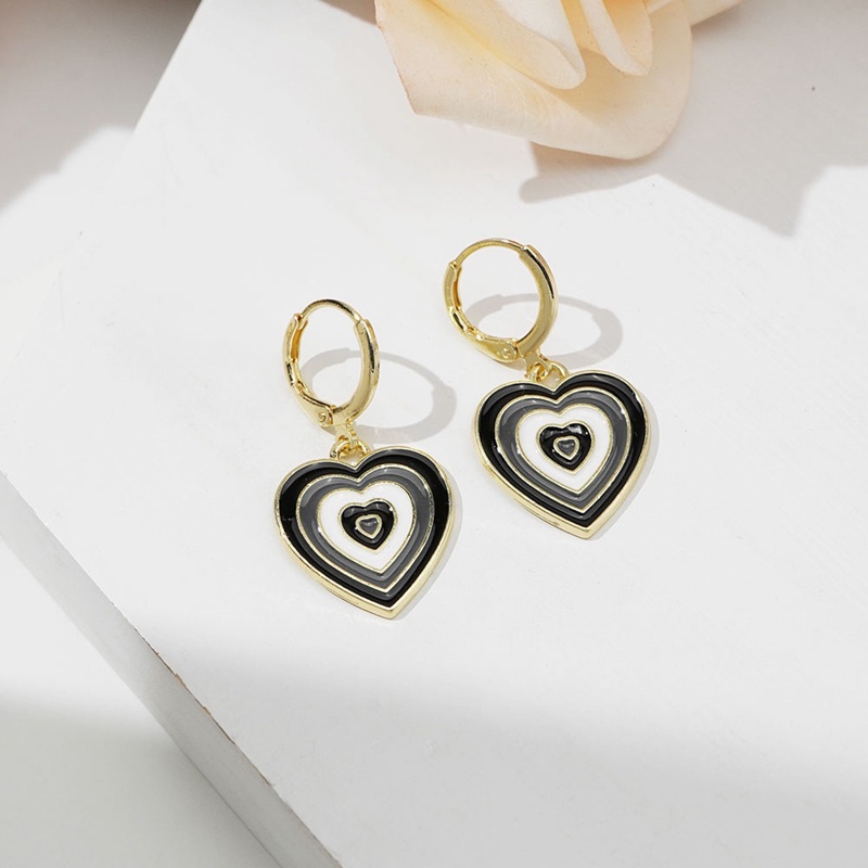 Anting Menjuntai Multi Layer Bentuk Hati Warna-Warni Bahan Enamel Y2K Untuk Wanita