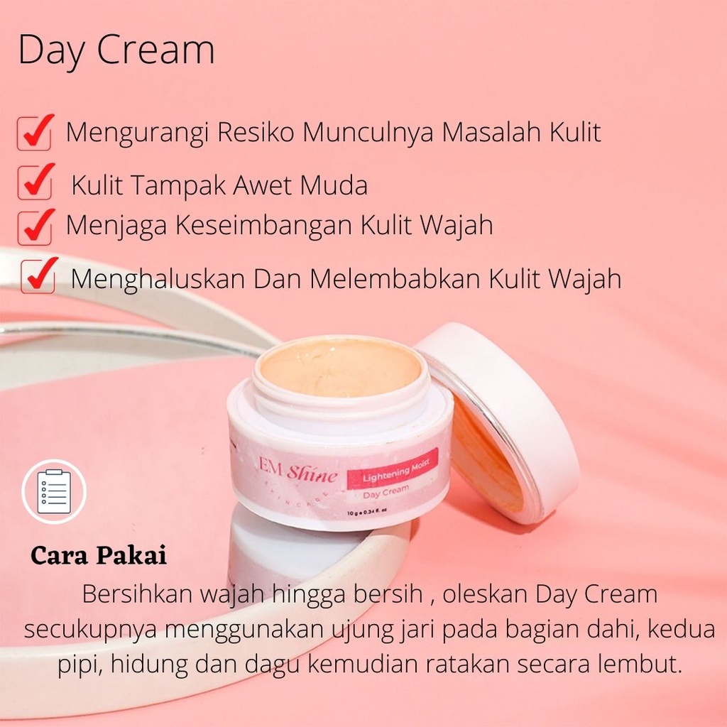 CS1- Em Shine Lightening Moist Day Cream 10gr ( Bpom ) - Cerah Glowing Terlindungi