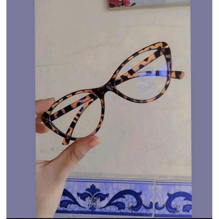 kacamata cat Eye leopard bisa untuk minus dan normal frame YUKA