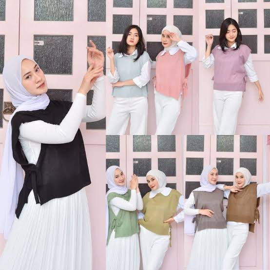 Rompi Rajut Wanita Korea Tali Samping / Vest Rajut Andin Murah Outer Knitwear