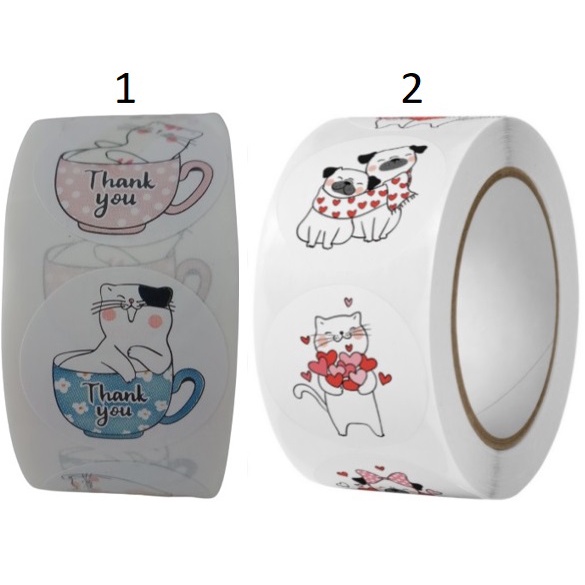 

TQ057 Per Pcs Sticker Label Tempel Thank You Lucu Gambar Kucing Cangkir D 2.5 Cm Seal Packing
