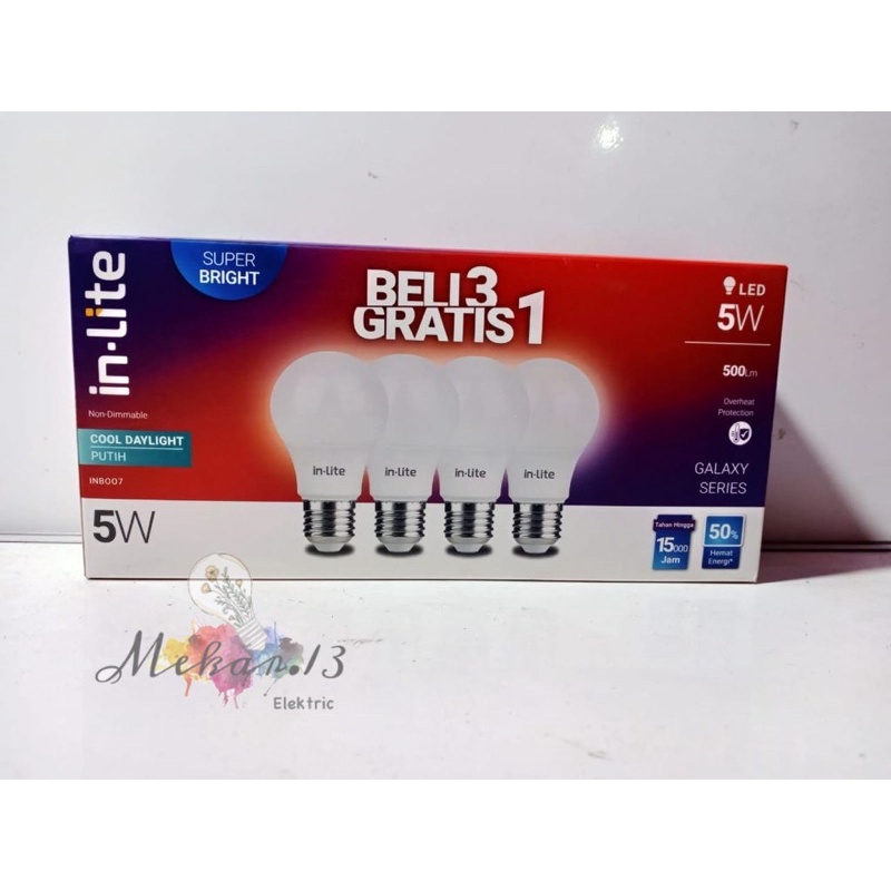 Lampu INLITE / IN-LITE LED Bulb Bohlam Murah 5W / 7W / 9W / 12W / 15W Paket Beli 3 Gratis 1