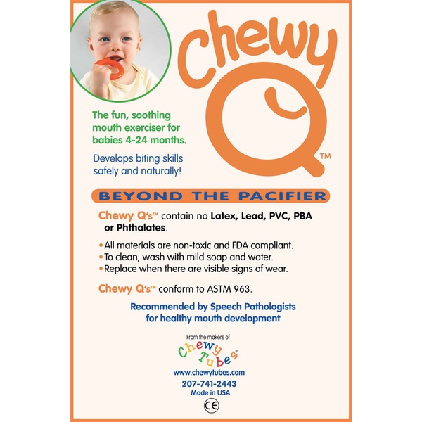 Chewy Q (Orange) Alat kunyah (teether) untuk stimulasi oral isi 2 pcs - Therapy Tools