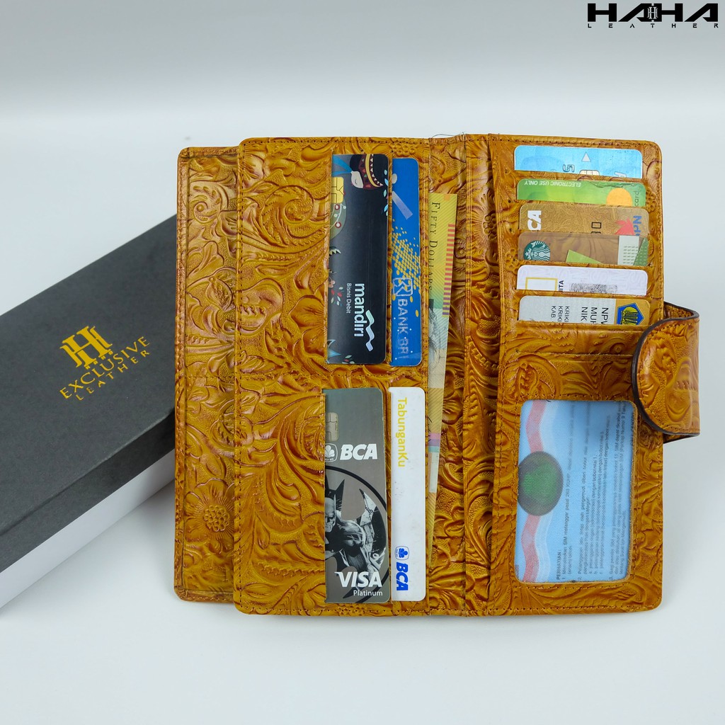 AZANA Dompet kulit kulit sapi 24 Slot kartu Cewek Wanita Perempuan - Originale Leather Wallet