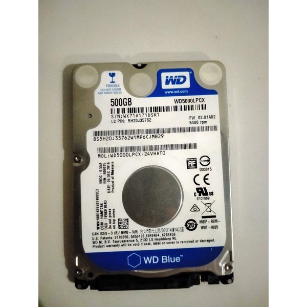 Hardisk Laptop 500GB HDD Laptop WD 2,5 Inchi Second
