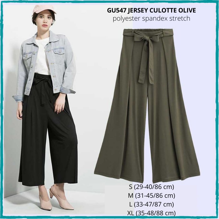 Celana Kulot Panjang Wanita Murah GU by Uniqlo 547 Jersey Olive