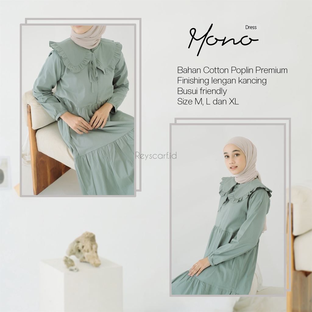 Mono Dress By Reyscarf.id Bahan Katun Poplin Premium - Dress Dewasa Elegant Adem Nyaman Dipakai - Bisa COD-PART2