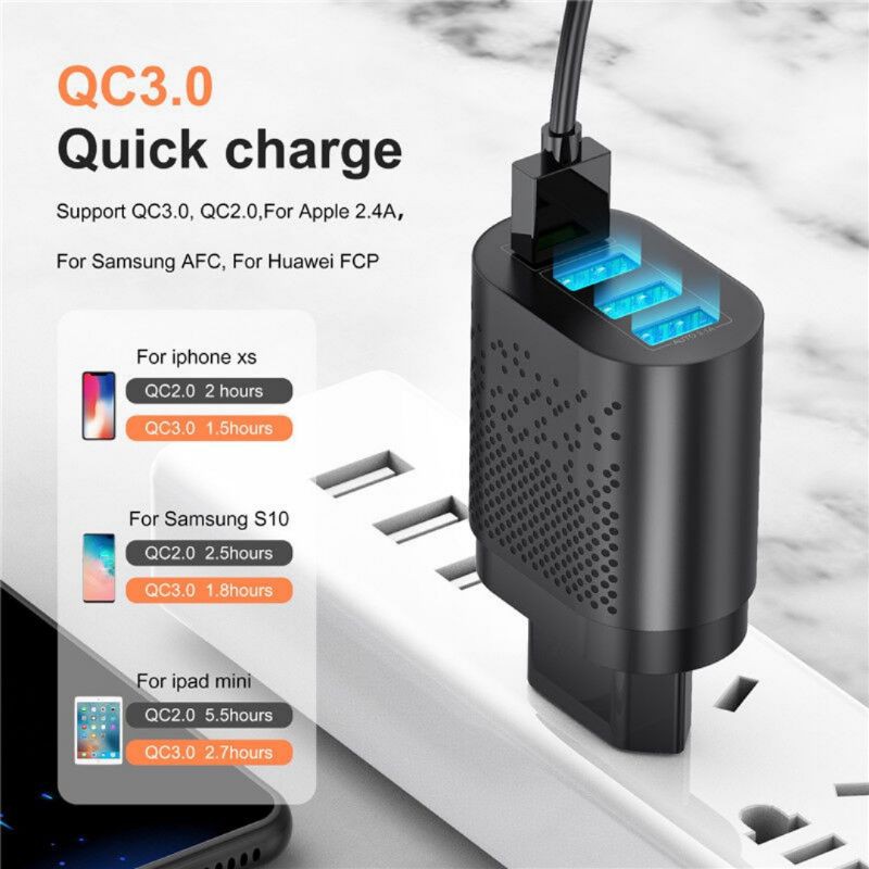 Nibosi 4 Port USB QC 3.0 Kepala Charger Quick Charge Fast Charging