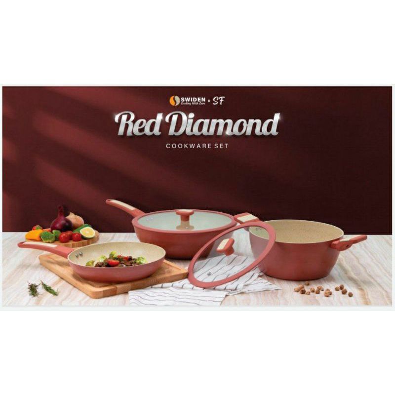 SWIDEN RED DIAMOND COOKEWARE SET WORKPAN FRYPAN CASEROLE