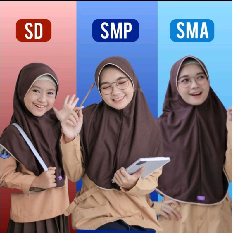 kerudung sekolah/bergo sekolah/jilbab bergo polos  anak sekolah/kerudung pramuka untuk sekolah SD SM