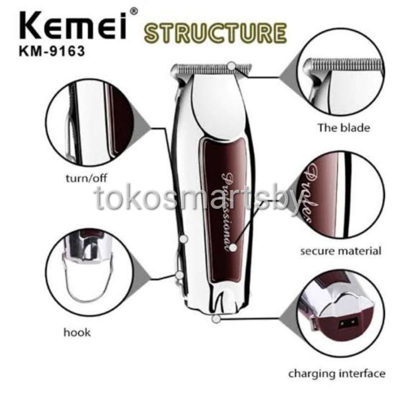 Kemei KM9163 Alat Mesin Cukur Wireless Hair Clipper Kemei KM 9163