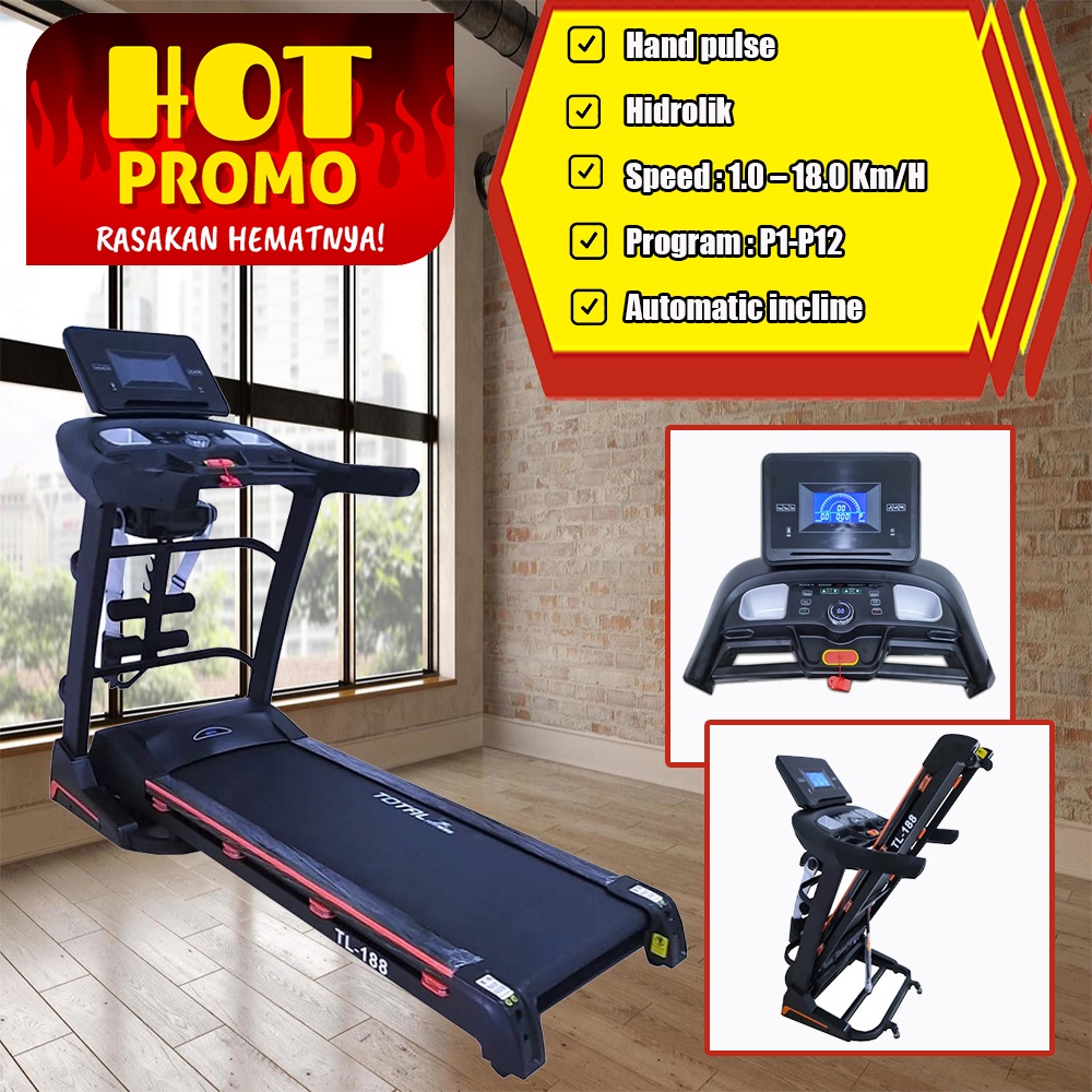 treadmill - treadmill elektrik tl 188 - tredmill tl188 - treatmill alat olahraga - treadmill lipat -