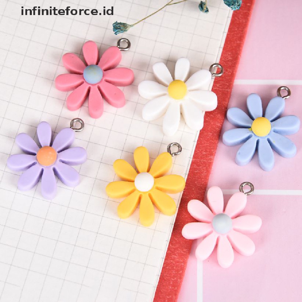 10pcs / set Liontin Bunga Matahari Daisy Kecil Bahan Resin Untuk Membuat Perhiasan Diy