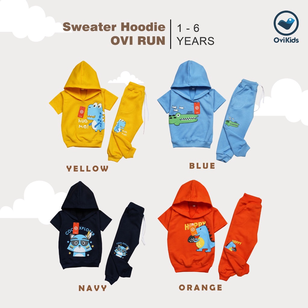 Setelan Anak Sweater Set Hoodie OVI RUN Atasan Bawahan Unisex Hoodie Set Pakaian Baju Anak 1-6 Tahun OVIKIDS