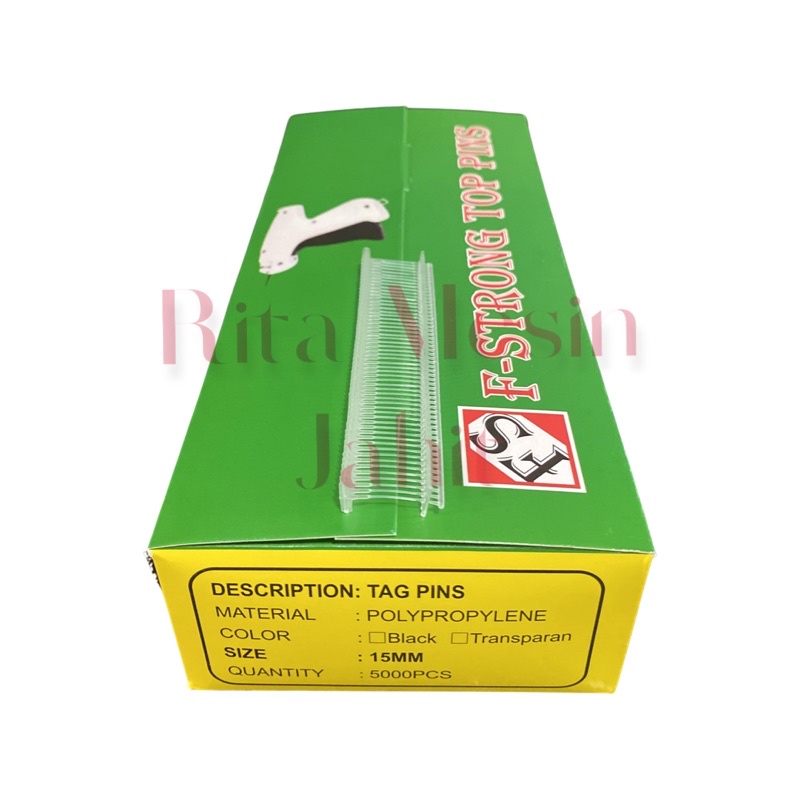 

1 kotak Isi tagpin 15mm clear transparent 5000pcs