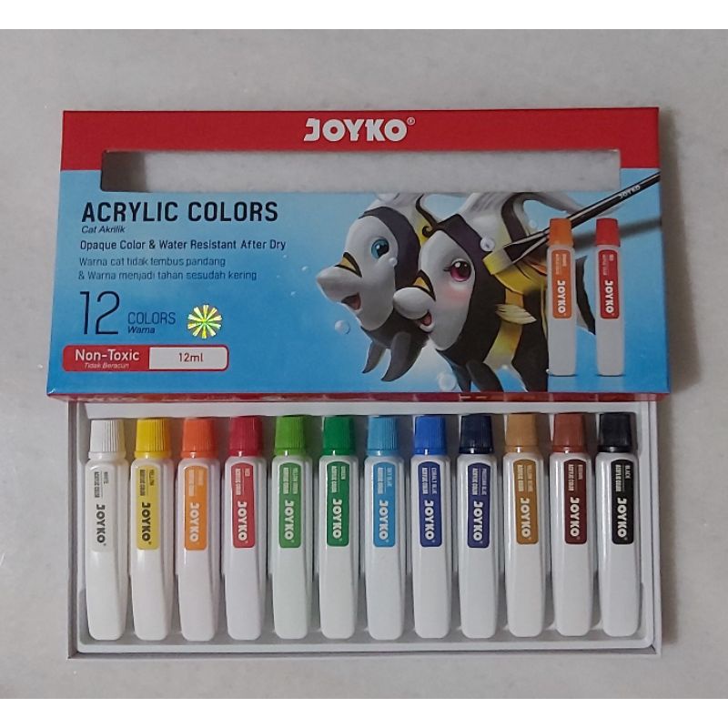 

Cat Akrilik Acrylic Paint 12 Colors @12ml Joyko.