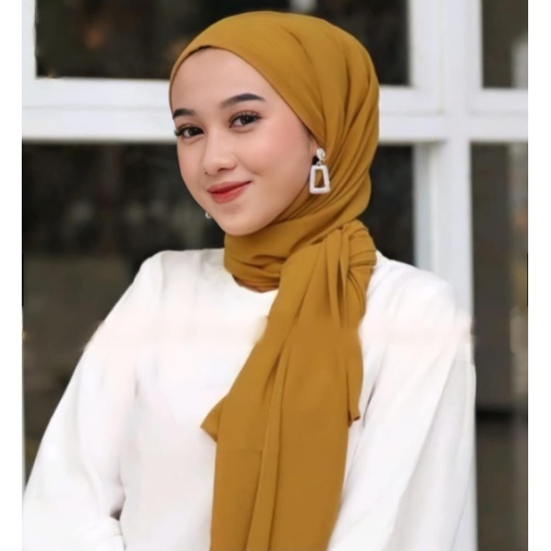 Jilbab Pasmina Instan Melayu Ceruty Babydoll Polos 175 x 75 CM