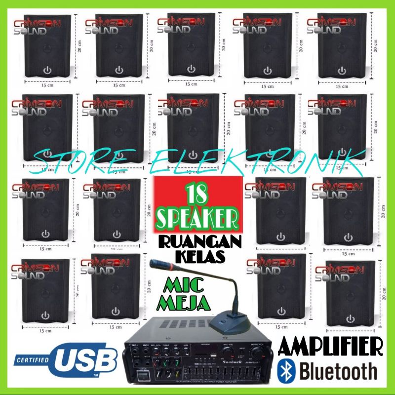 Paket Speaker Ruangan Sekolah 18 Titik Buat Panggilan Dan Ampli Bluetooth Mic Meja Panggilan