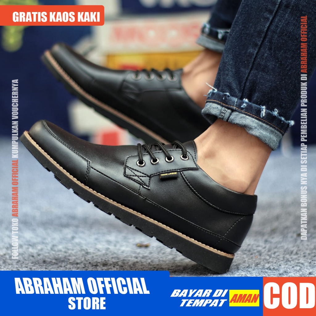 ABRHM X JOE Sepatu Kasual Pria Sepatu Casual  Kulit Pu Casual Cowok / Cowo Sepatu Kerja Kantor Semi Formal Anti Slip Kuliah Kondangan Gaya keren Kekinian Murah Terlaris