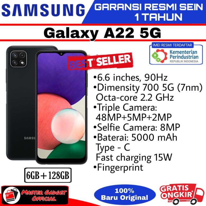 hp samsung a22 5G 6 128gb garansi resmi samsung sein 1tahun