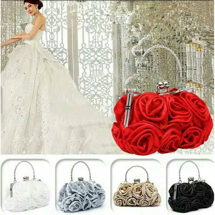 tas pesta pernikahan satin mawar import terbaru