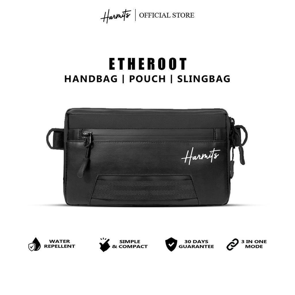 Harmits Project ETHEROOT Clutch Pria Warna Hitam Multifungsi (Hand bag + Sling bag + Hanging bag) Bahan Bimo Nilon Waterproof