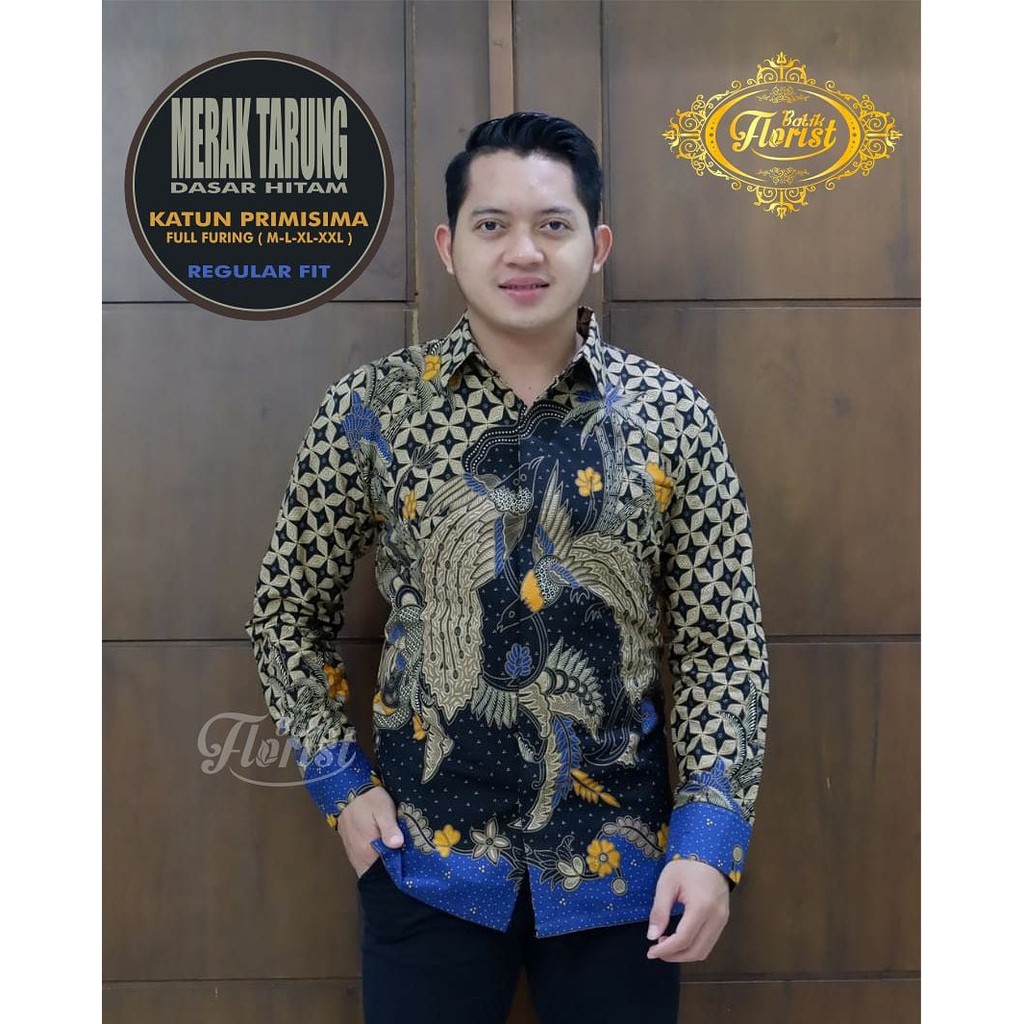 MERAK TARUNG kemeja batik pria terbaru lengan panjang original By FLORIST