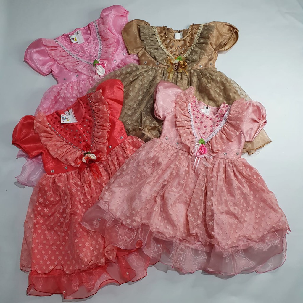 Dress Anak Perempuan 2 tahun 10 tahun Gaun Pesta Anak Import Murah Tile Tulle Organza Organdi KA87