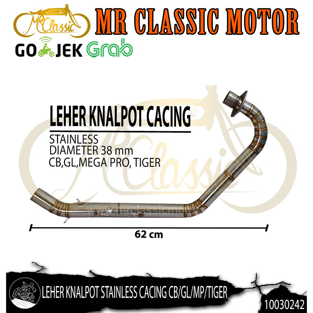 Leher Knalpot Stainless Cacing CB/GL/MP/Tiger 38 mm MCL