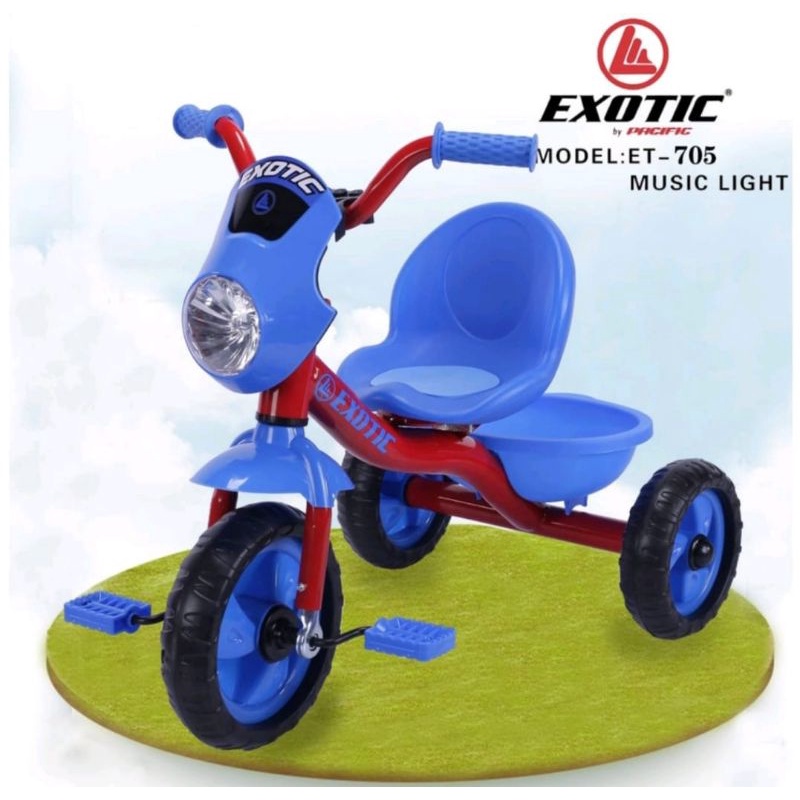 Exotic tricycle ET-705 / sepeda roda tiga anak lucu dan murah ET705, dengan lampu dan musik