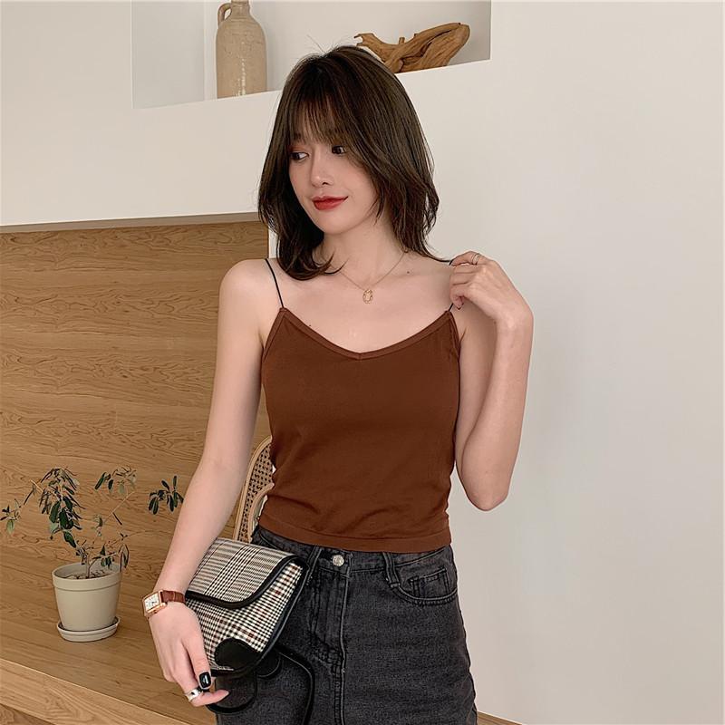 MOO B633 Tank Top Bra Wanita Tali Spageti Kerah V Pakaian Dalam Cewek Korean Style Atasan Wanita COD