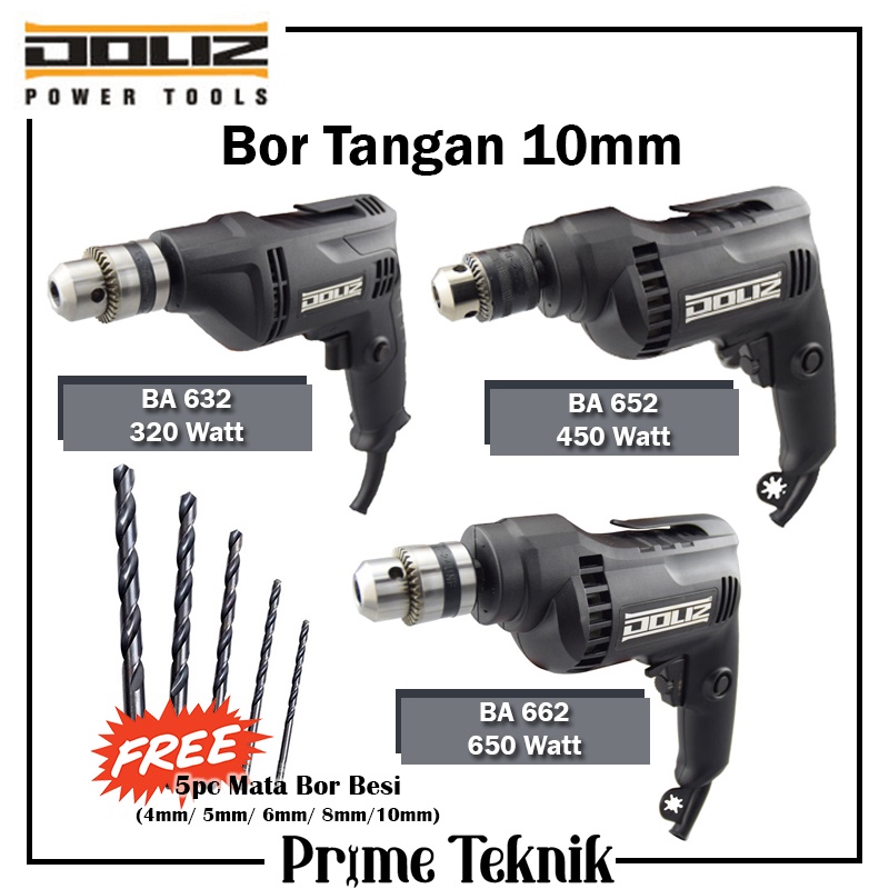 Mesin Bor Tangan 10mm BA632 BA652 BA662 Doliz Reversible Hand Drill 10 mm BA 632 652 662