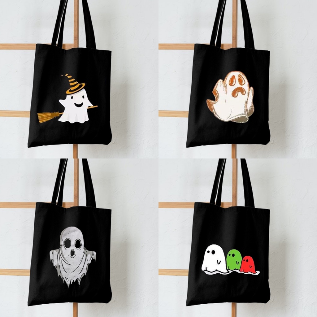 FLASH SALE 7.7 - TOTEBAG [RESLETING+MUAT LAPTOP] SEMI-KANVAS DINIR 300 UKURAN 33X38 CM BERMOTIF GHOST | TOTEBAG HITAM | TOTEBAG GHOST | TOTEBAG KERJA/KULIAH/SEKOLAH | TOTEBAG HANTU LARI | TOTEBAG TIGA HANTU | TOTEBAG HANTU TERBANG | TOTEBAG SAPU HANTU