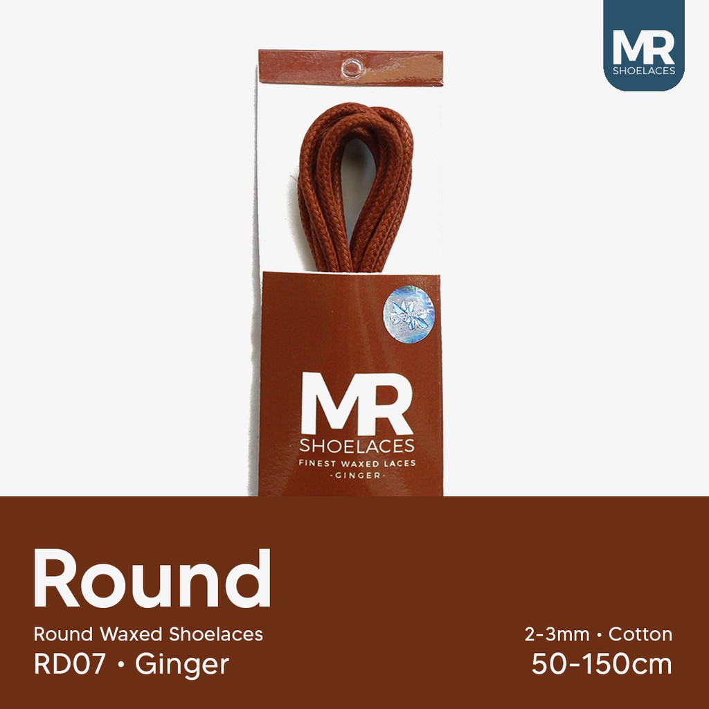 MR Shoelaces RD07 Ginger (Jahe) Tali Sepatu Lilin 2-3mm Bulat Round 50cm 60cm 70cm 80cm 90cm 100cm 120cm 150cm (Waxed Laces) - Premium Shoelace
