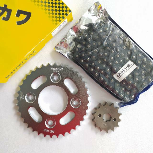 Gear Set Gir Paket Fukukawa Supra Fit New / Revo 100 Rantai 428H-106L-36T-14T