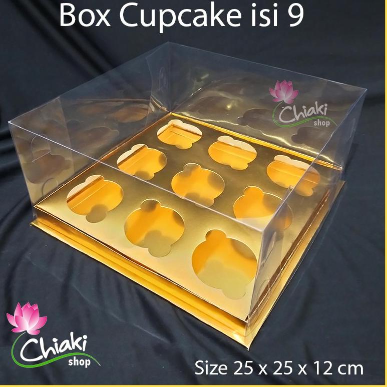 

zgd Box Mika GOLD Uk 25 x 25 x T. 12 cm Cupcake isi 9 Cake Pudding Tart Dus Emas Karton Tebal CHIAKI ＞ 80