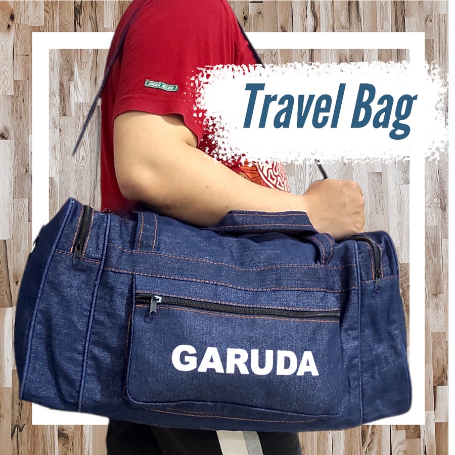 TAS TRAVEL TAS PAKAIAN TAS DUFFEL TAS BAJU BAHAN JEANS LEVIS TEBAL BAGUS FREE BONUS TRAVEL POUCH