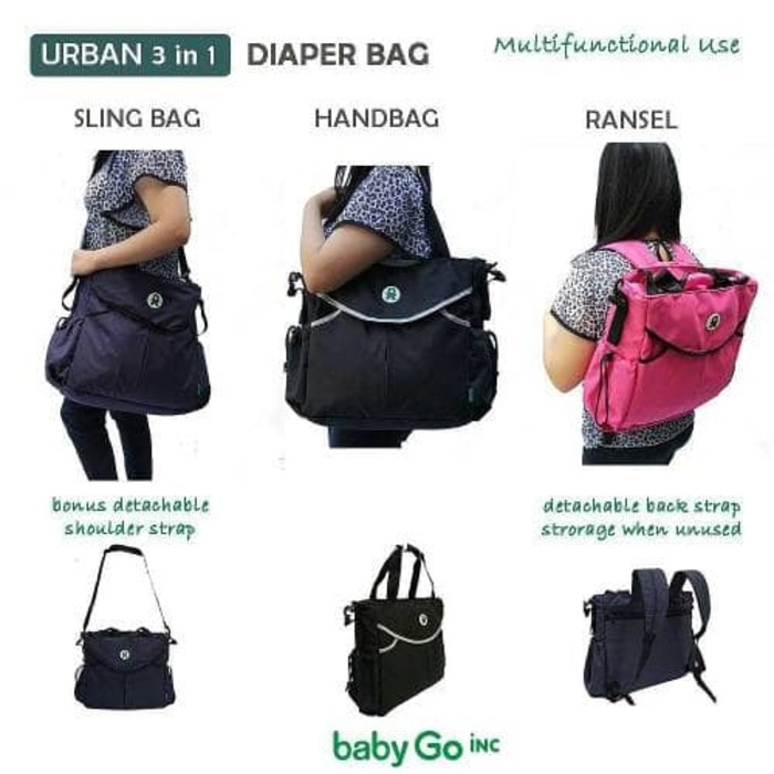 BabyGo Baby Go Inc Urban 3 in 1 Diaper Bag