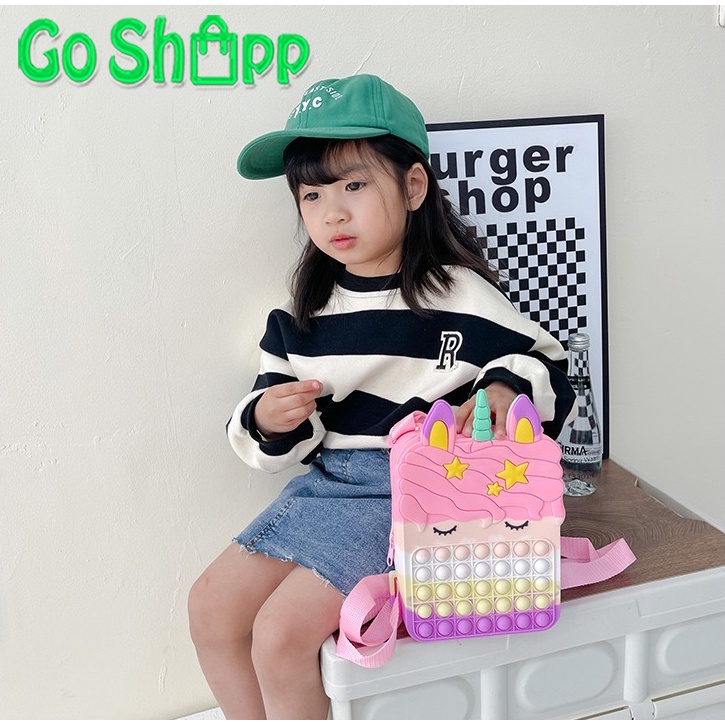 Tas Ransel Pop it Karakter Unicorn - Tas Pop it Unicorn Besar - Tas Pop it Jumbo Terbaru - Tas Backpack Anak Lucu Import [BK19]