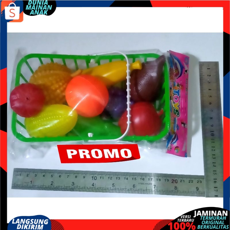 Mainan Anak Perempuan Masak Masakan Keranjang Buah Kecil Murah Berisi 9 Jenis Buah dan Sayur B510 SNI