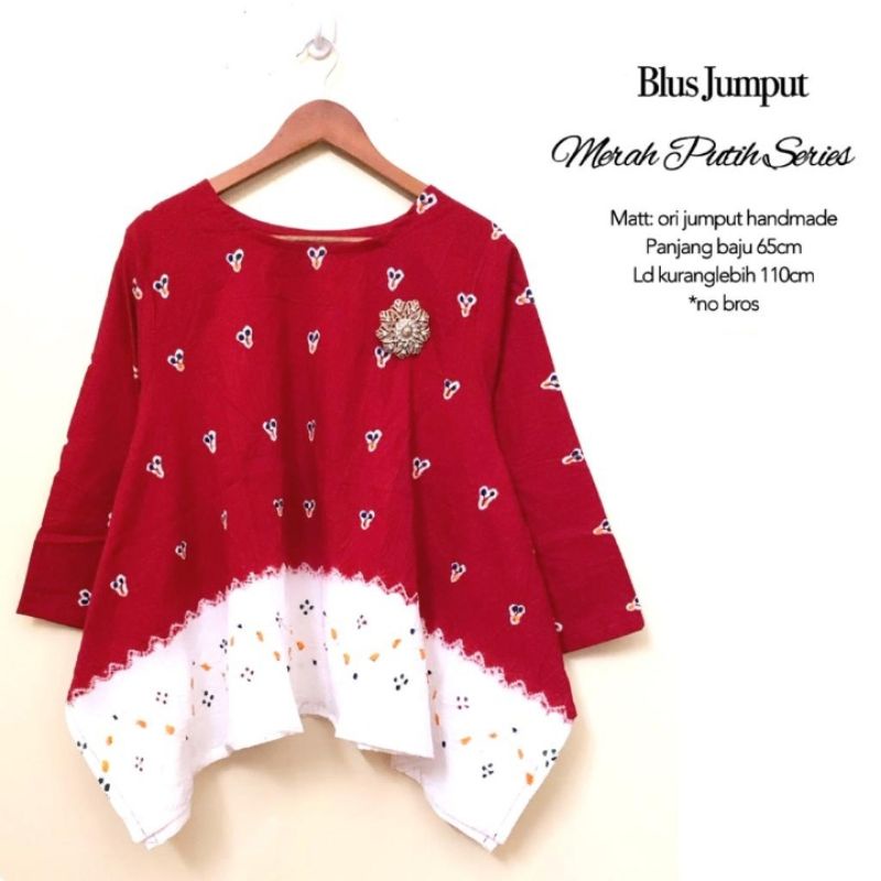 Blouse Batik Edisi Merah Putih - Blus Jumput Merah Putih