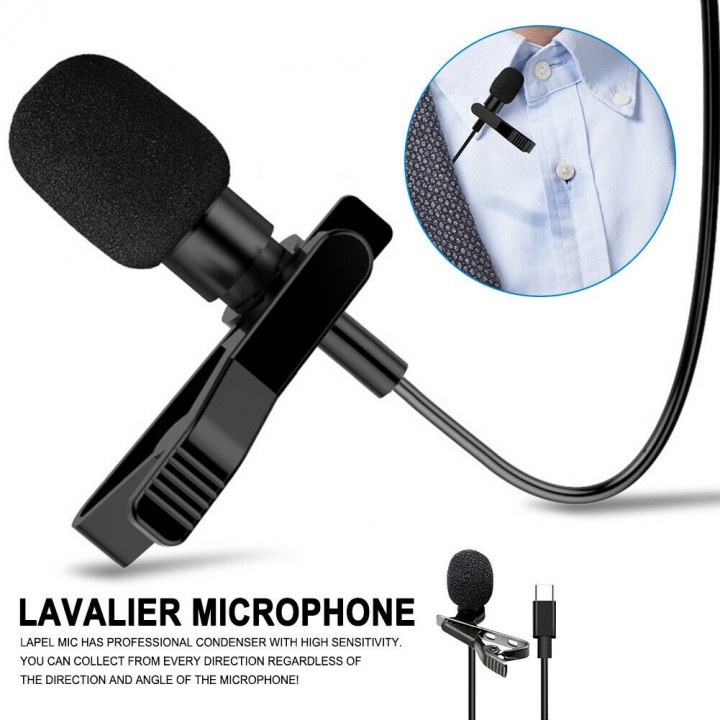 Mic Clip-on Lapel Lavalier TYPE C 3.5mm Audio Jack Microphone JH-042-A