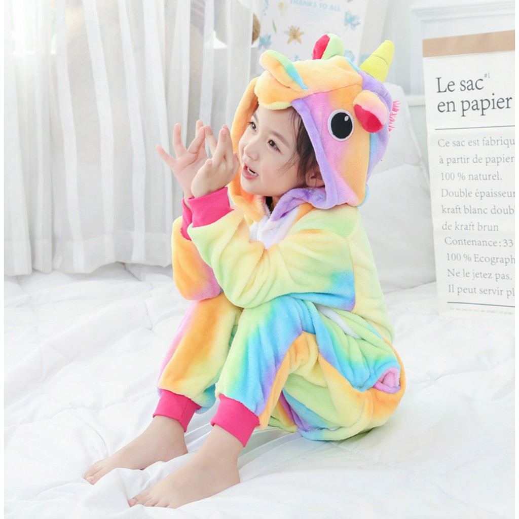 KOSTUM PIYAMA ONESIE BAJU TIDUR ANAK UNICORN KID MILKY + SOFT PURPLE