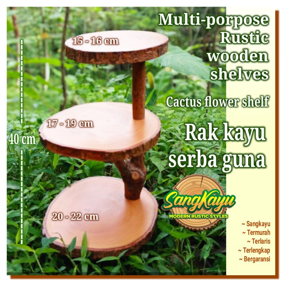 SangKayu Rak Kayu Serbaguna Rak Tanaman Hias Rak Bunga Kaktus Rak Mainan Rustic